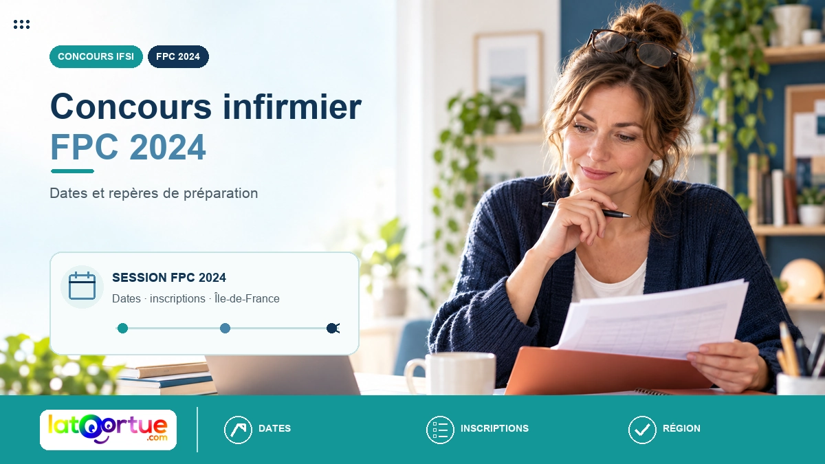 Candidate adulte consulte les dates du concours FPC dans un dossier de préparation.