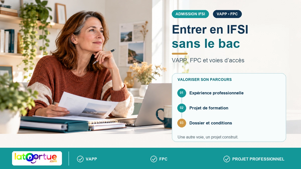Une adulte en reconversion prépare son projet d’entrée en IFSI sans le bac.