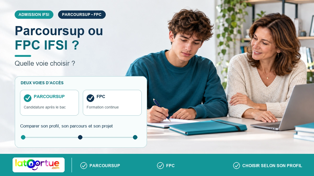 Un jeune candidat compare les voies Parcoursup et FPC pour entrer en IFSI.